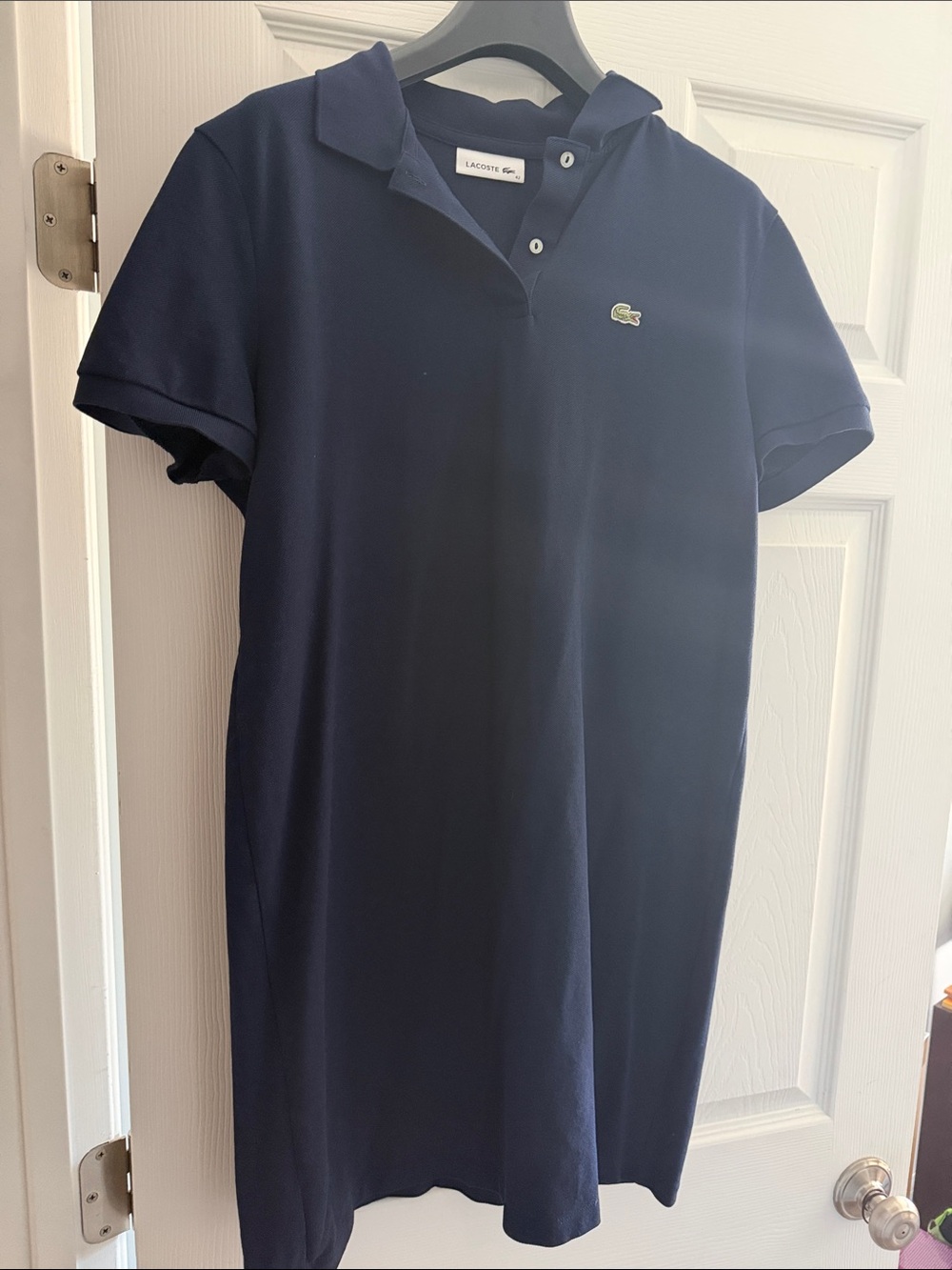 Lacoste Navy Short-Sleeve Polo Dress with Croc Patch